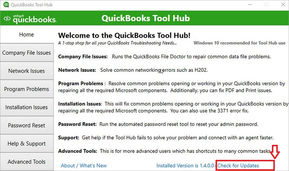 update QuickBooks Tool Hub