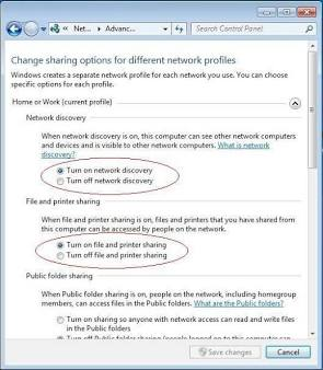 Showing the Network Discovery button is turned-on in Windows.