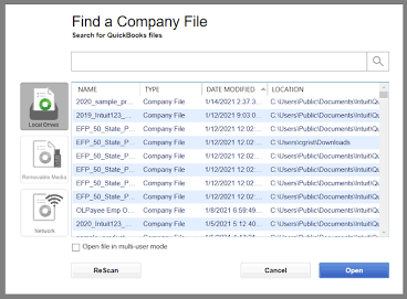  QuickBooks company file