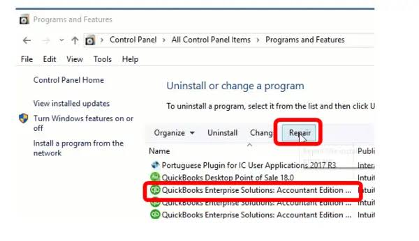 Infographics showing the Programs and Features Tab.