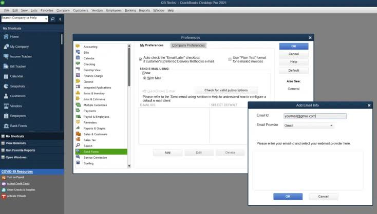 Image showing Preferences window in QuickBooks Desktop