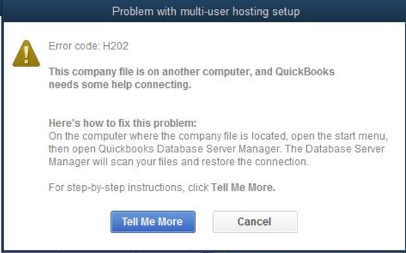 QuickBooks H series multi-user network error message