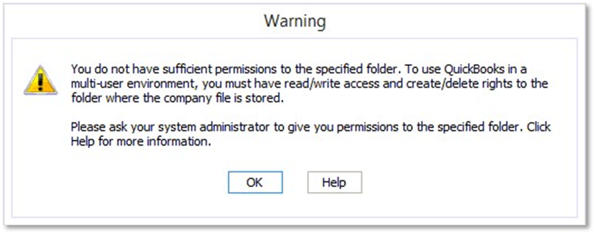 QuickBooks permission and access error message