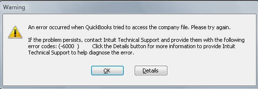 QuickBooks company file 6000 series error message